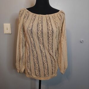Poof Lace Layering Long Sleeve Top Size Medium